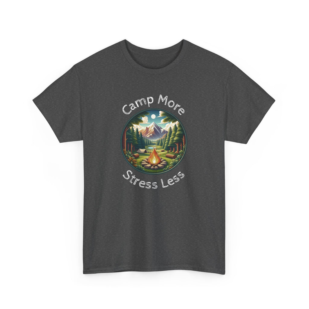Camp More Stress Less T-Shirt — Outdoor Camping Nature Graphic Tee