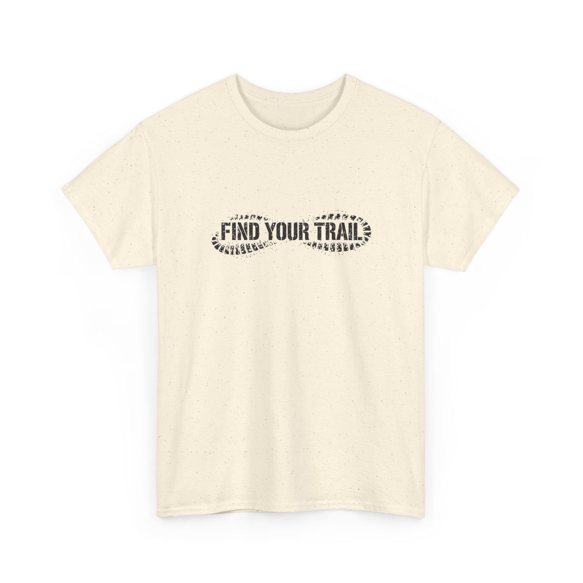 Find Your Trail T-Shirt — Hiking Adventure Tee with Bootprint Design