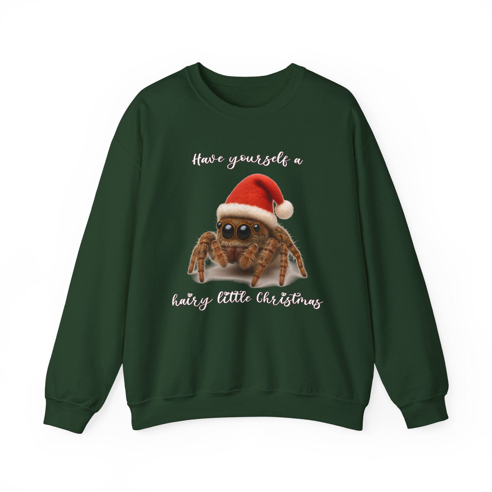 Cute Jumping Spider Christmas Sweatshirt – "Have yourself a hairy little Christmas"