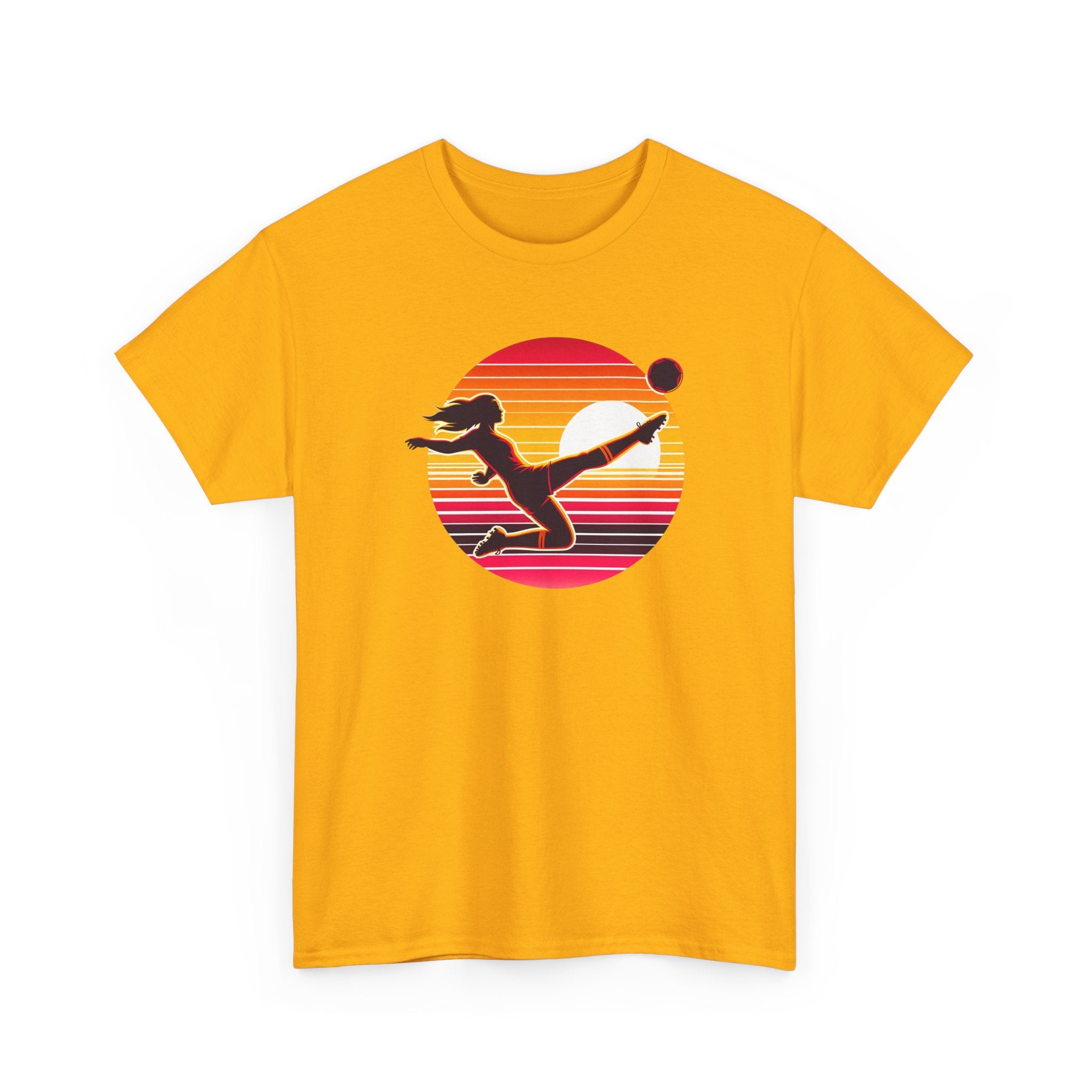 Football Soccer Silhouette Tee — Retro Sunset Football T-Shirt