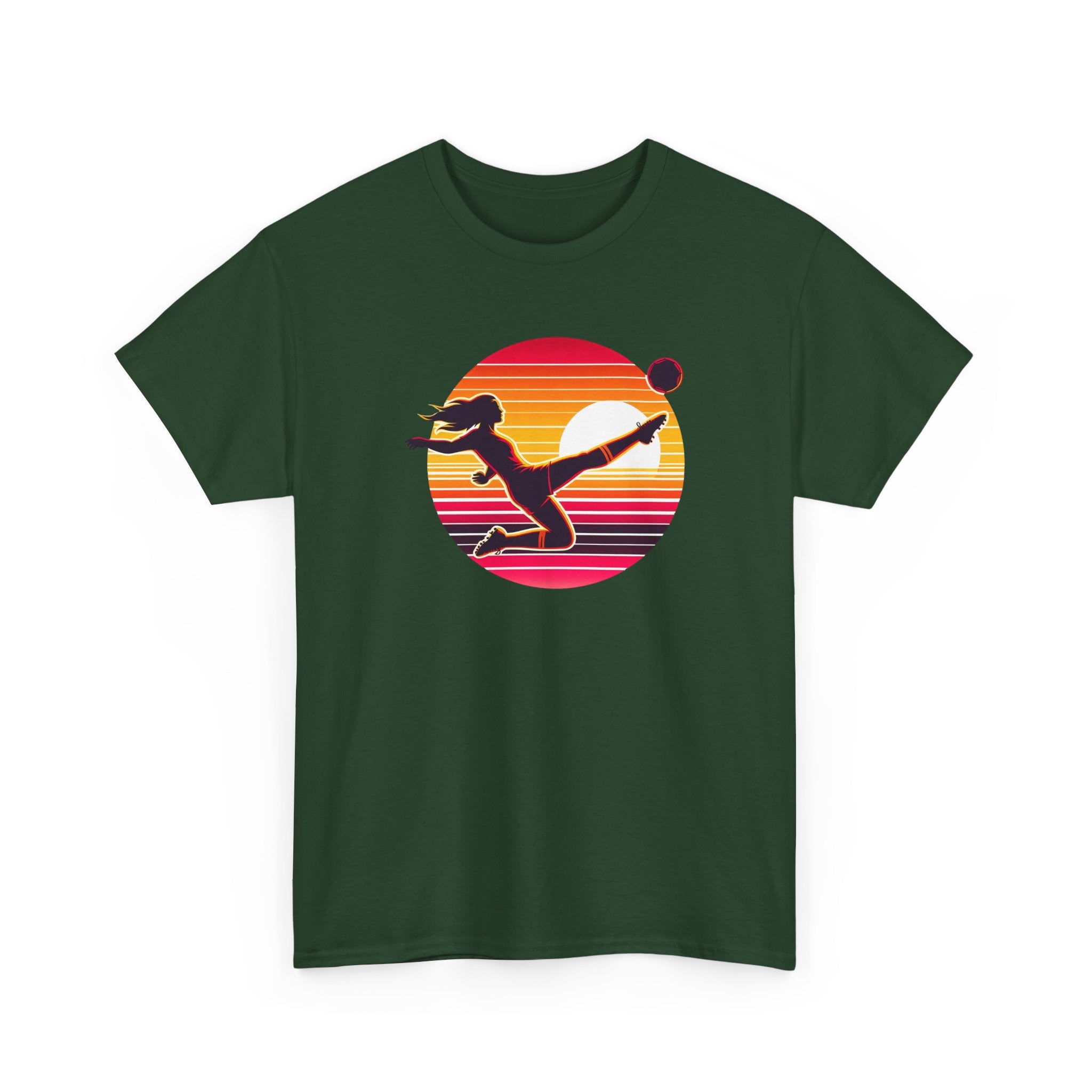 Football Soccer Silhouette Tee — Retro Sunset Football T-Shirt