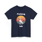 Fishing Lab T-Shirt — Retro Sunset Labrador Fishing Tee for Dog Lovers