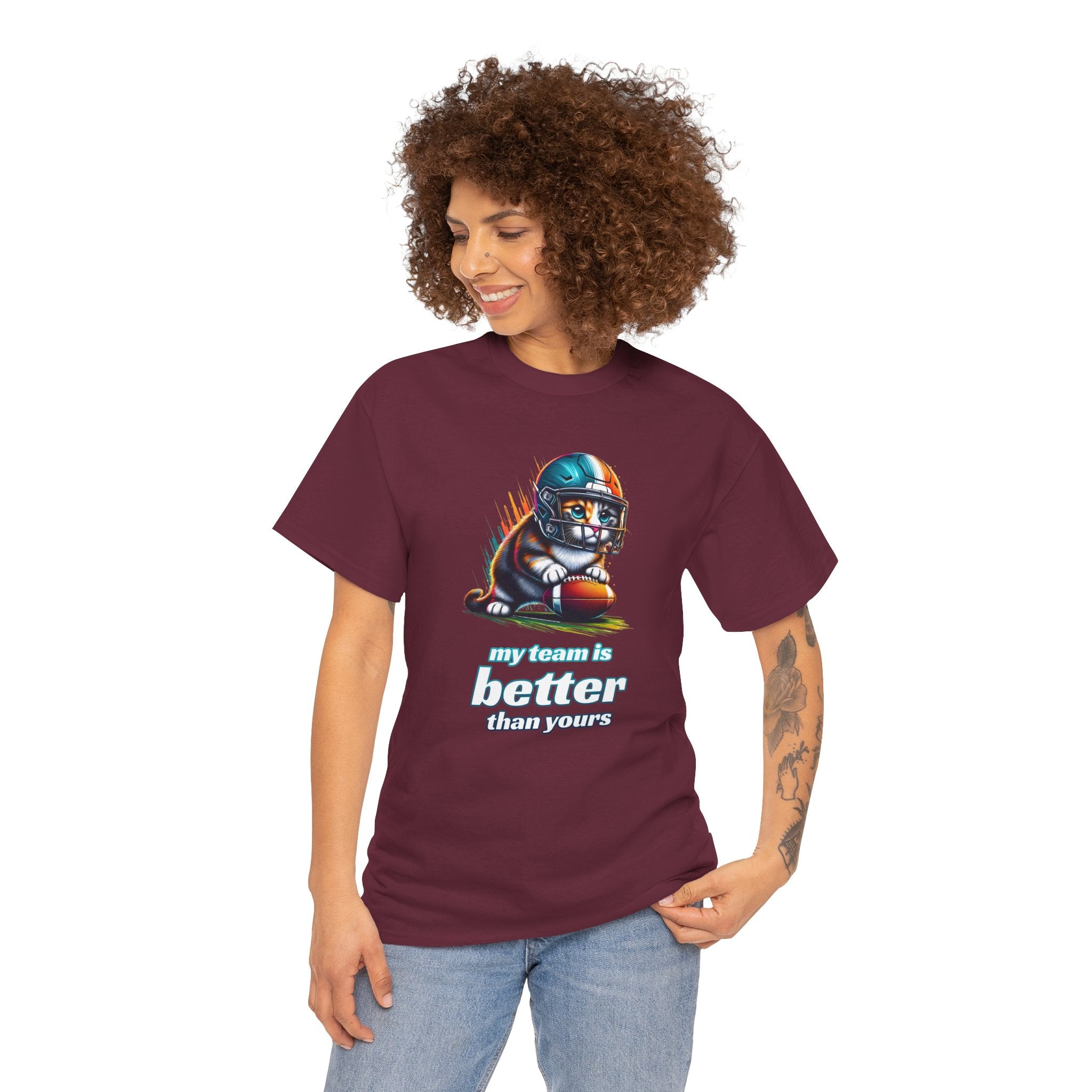 Football Fan T-Shirt — My Team Is Better Than Yours Football Cat Tee