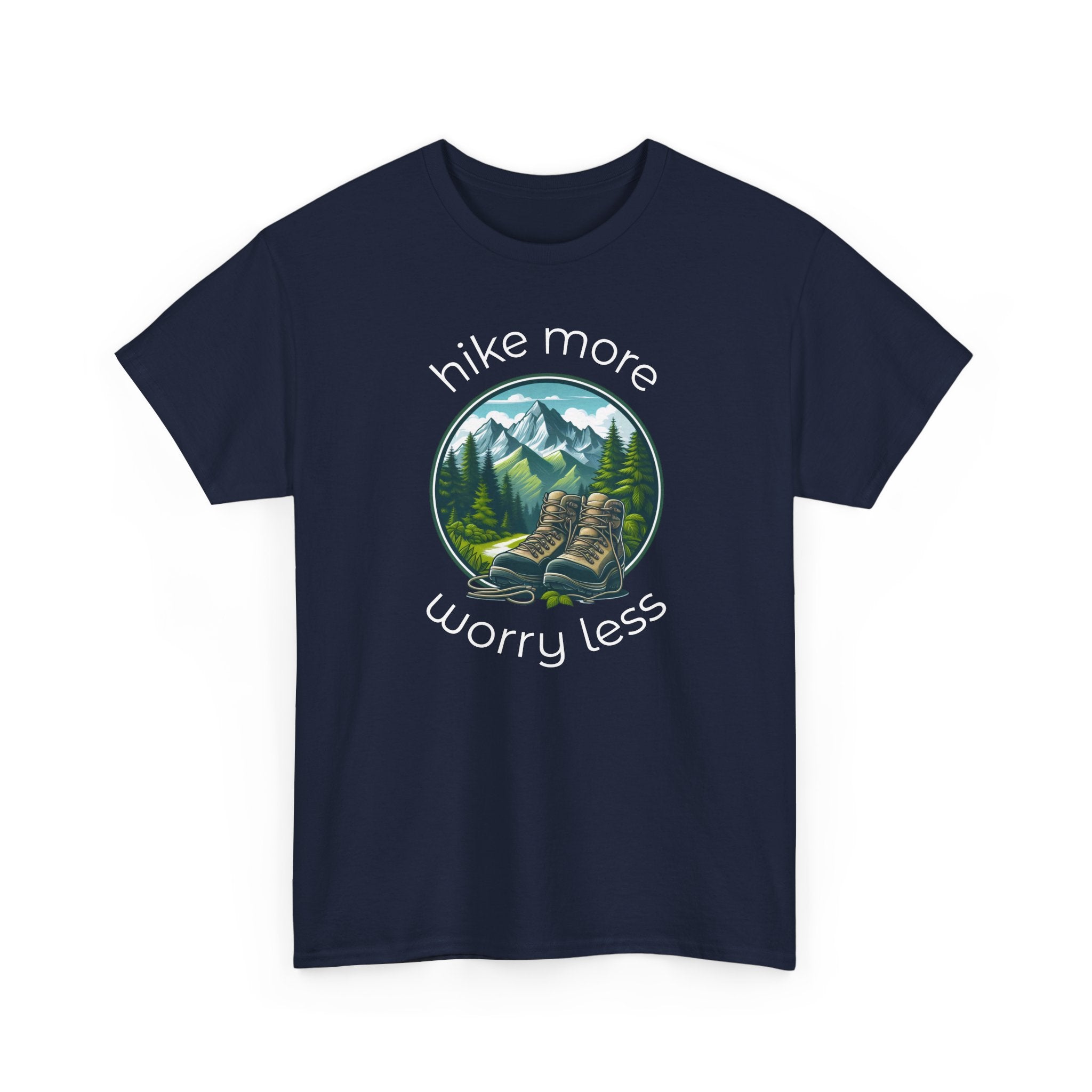 Hike More Worry Less T-Shirt — Nature Hiking Graphic Tee