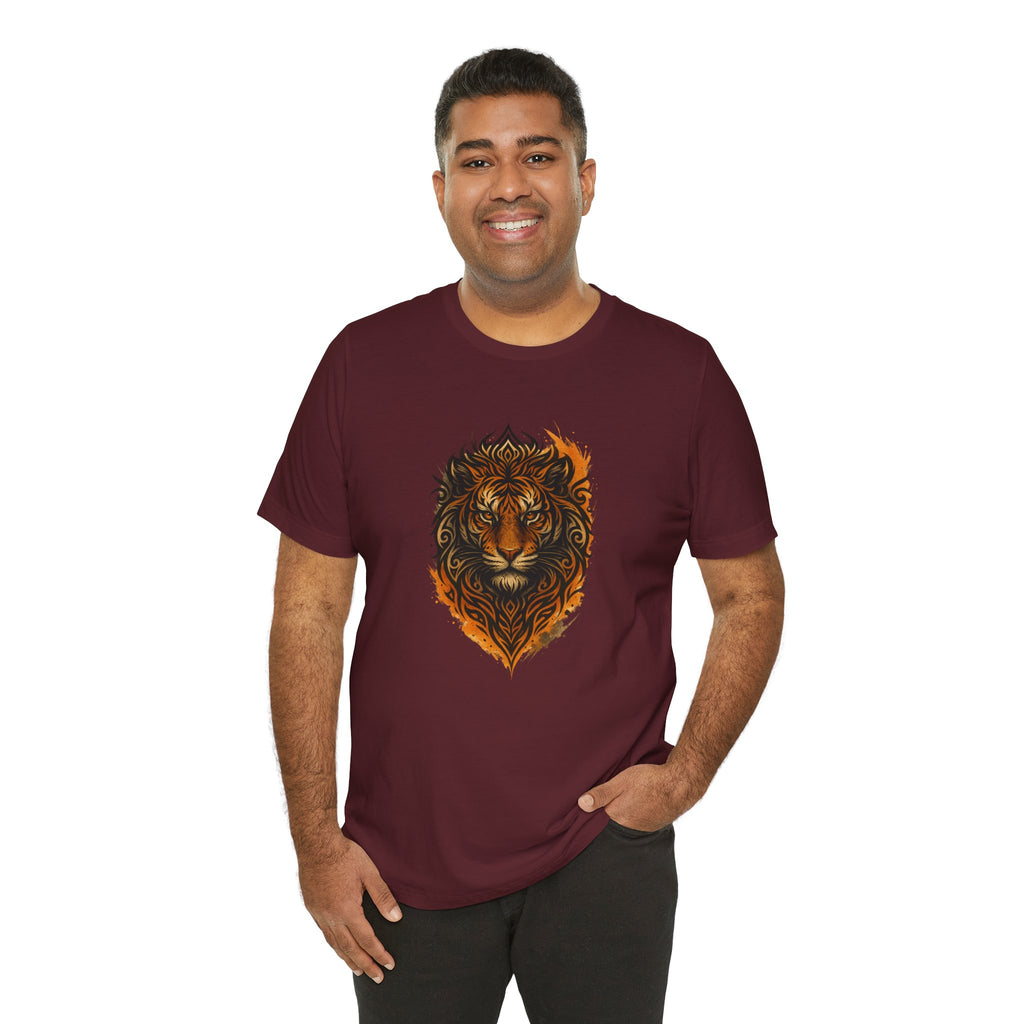 Tiger Flame Graphic T-Shirt — Tribal Tiger Head Design