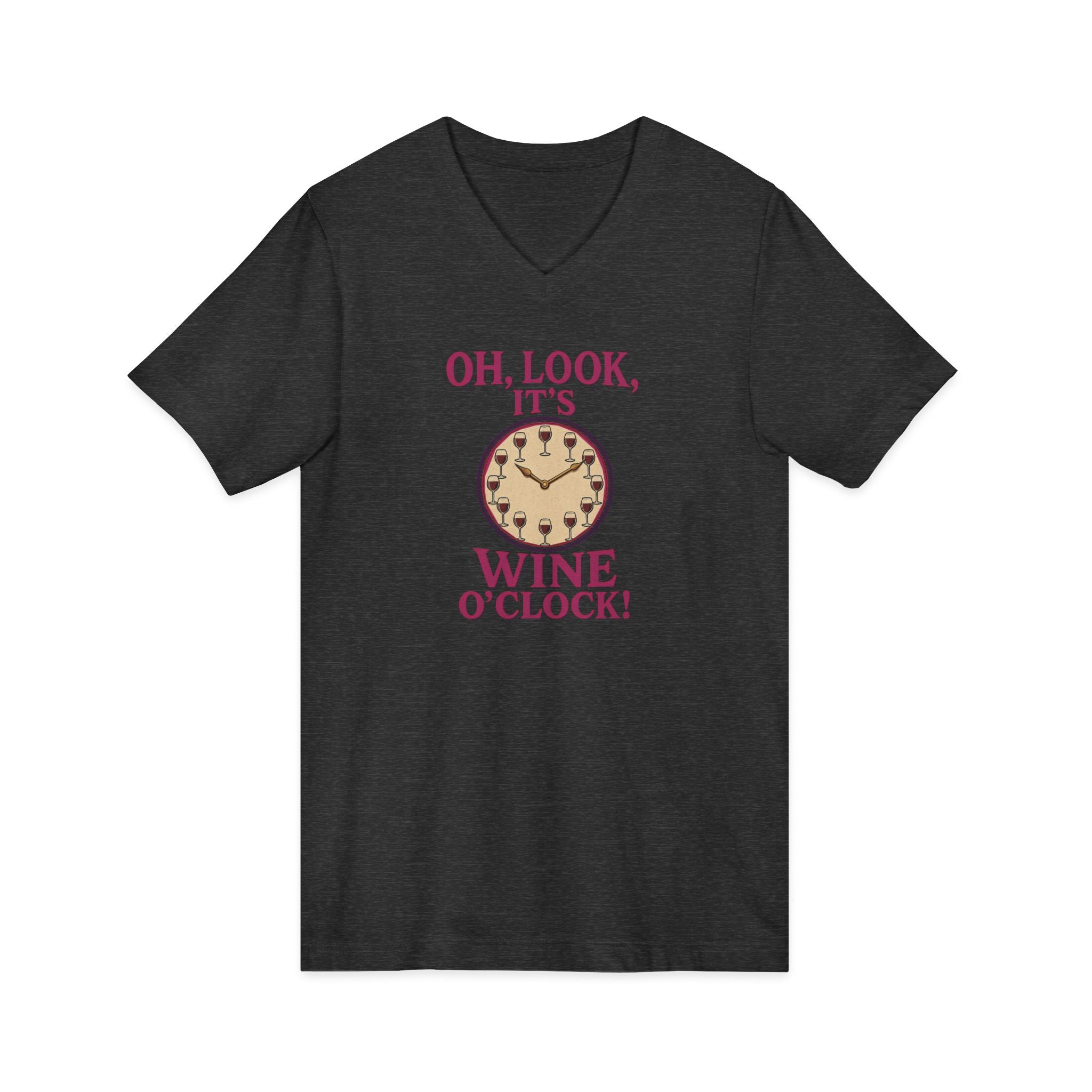 Wine O'Clock V-Neck Tee — Funny Wine Lover Shirt