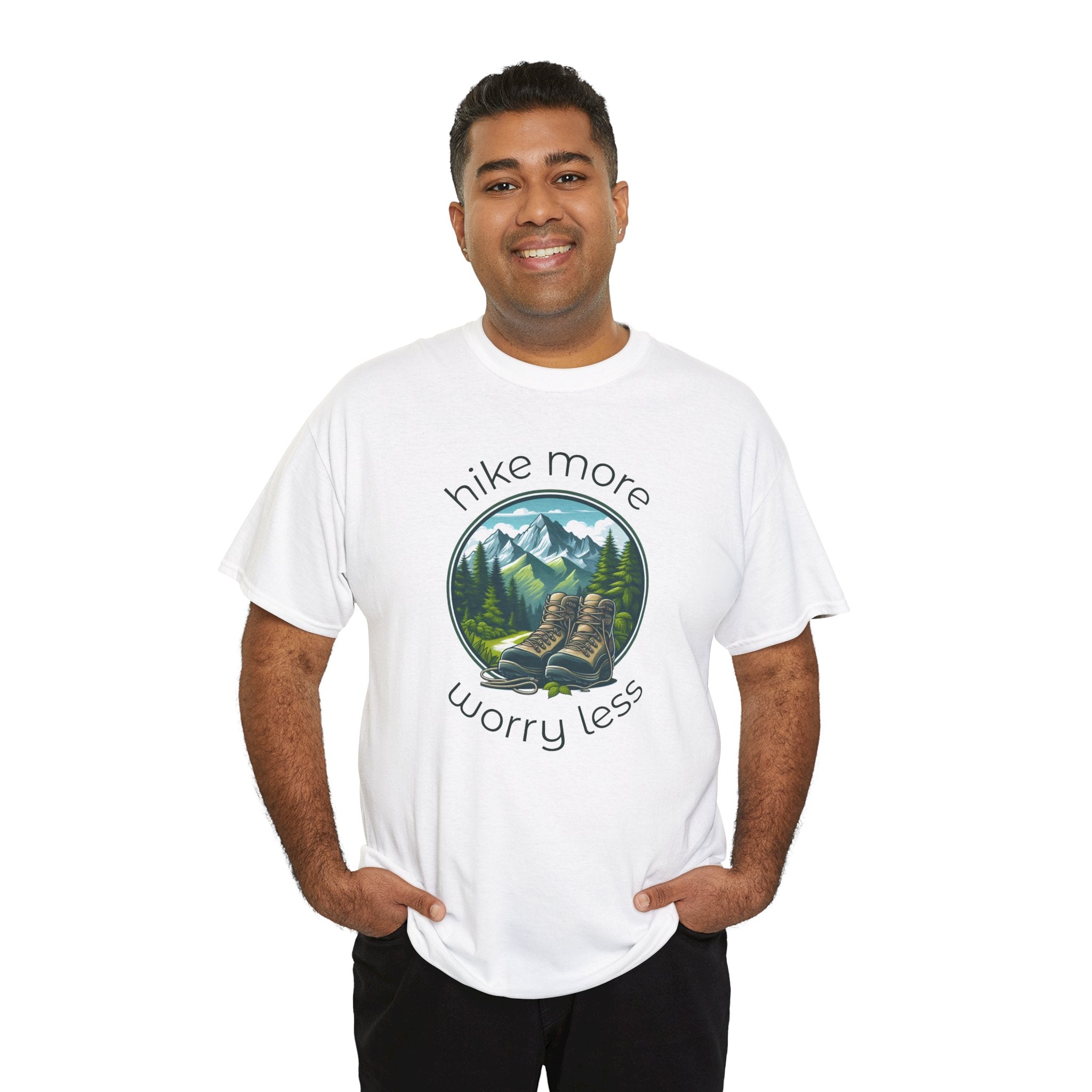 Hike More Worry Less T-Shirt — Nature Hiking Graphic Tee