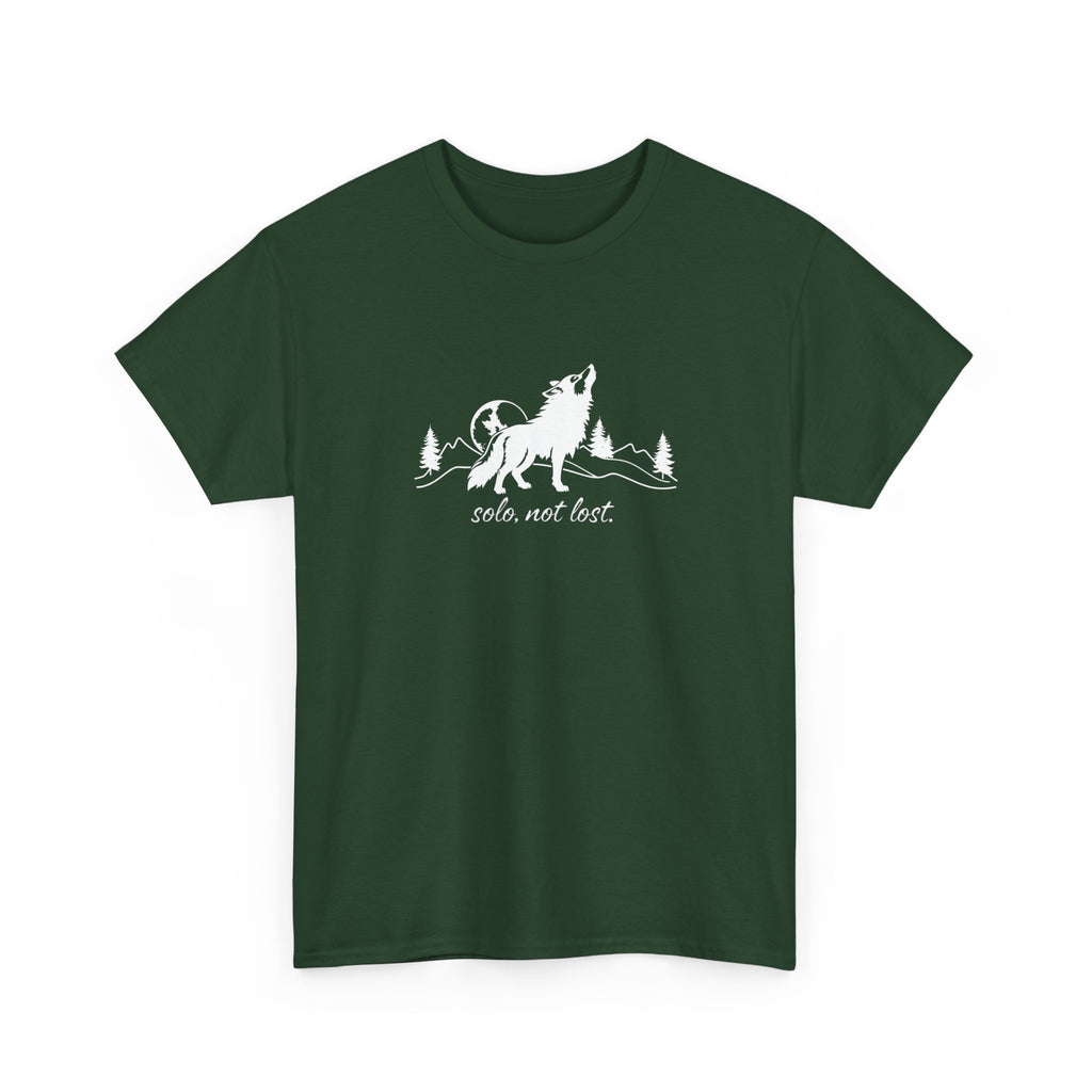 Howling Wolf T-Shirt — 'Solo, Not Lost' Mountain Graphic Tee