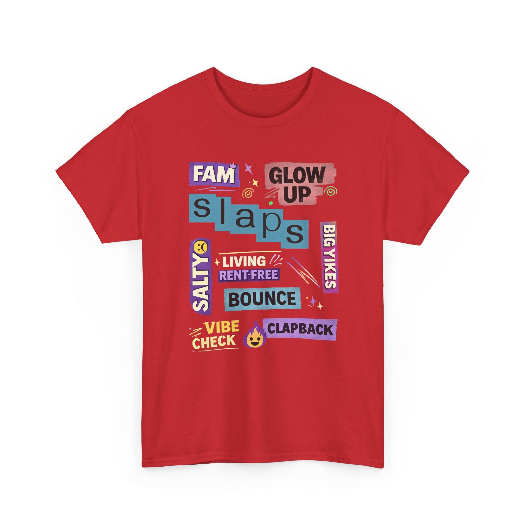 Gen Z Graphic Tee — Trendy Sticker-Style Words Design