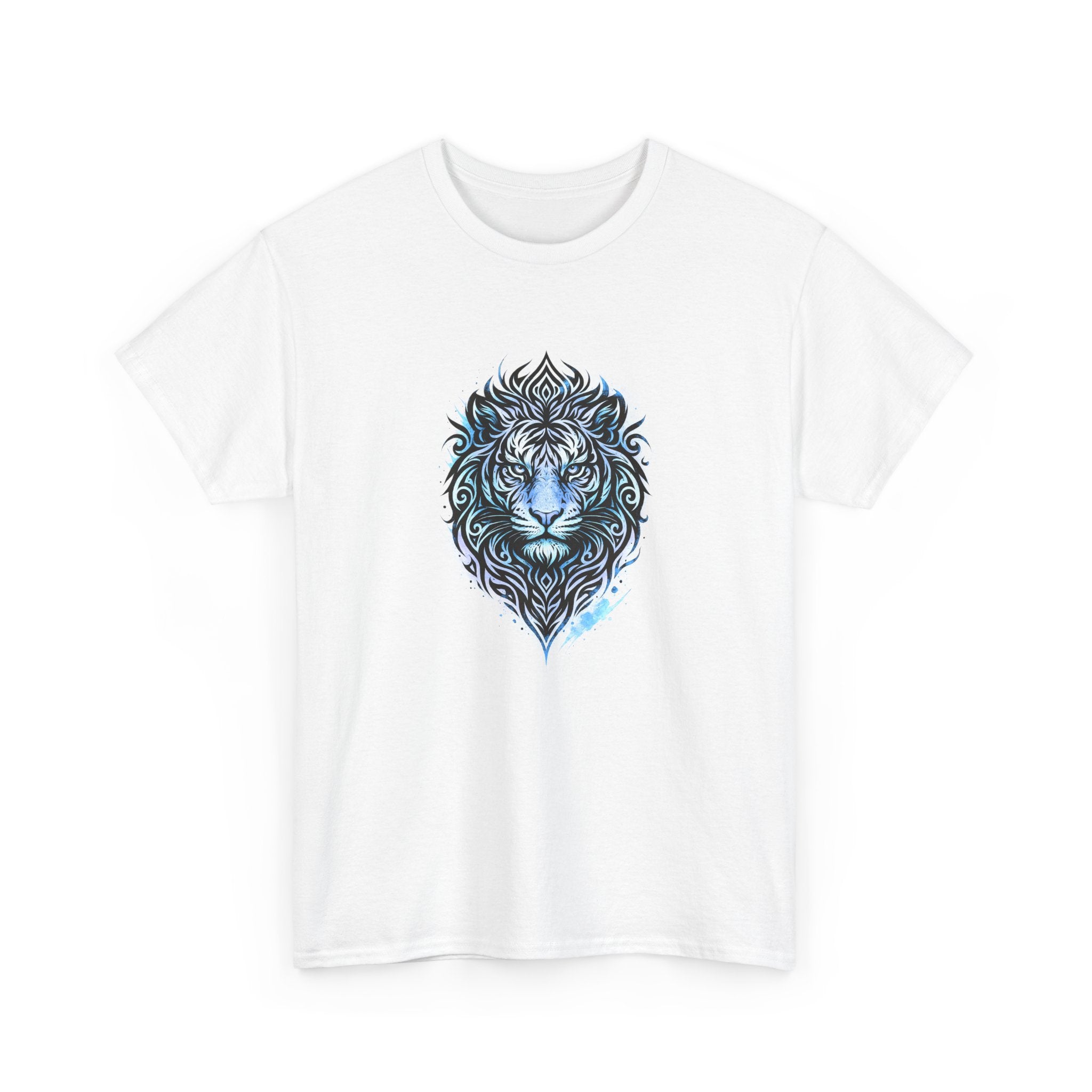 Tiger T-Shirt — Intricate Blue And White Tiger Graphic Tee