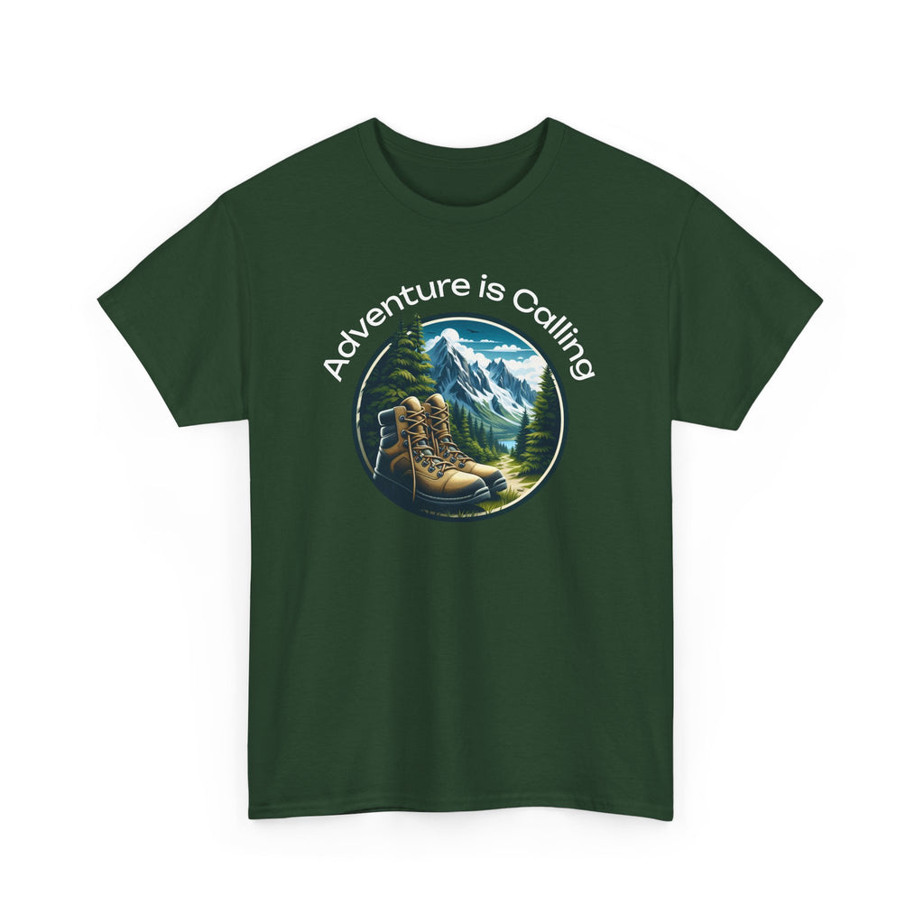 Adventure Is Calling Hiking T‑Shirt — Mountain Boots Outdoor Tee