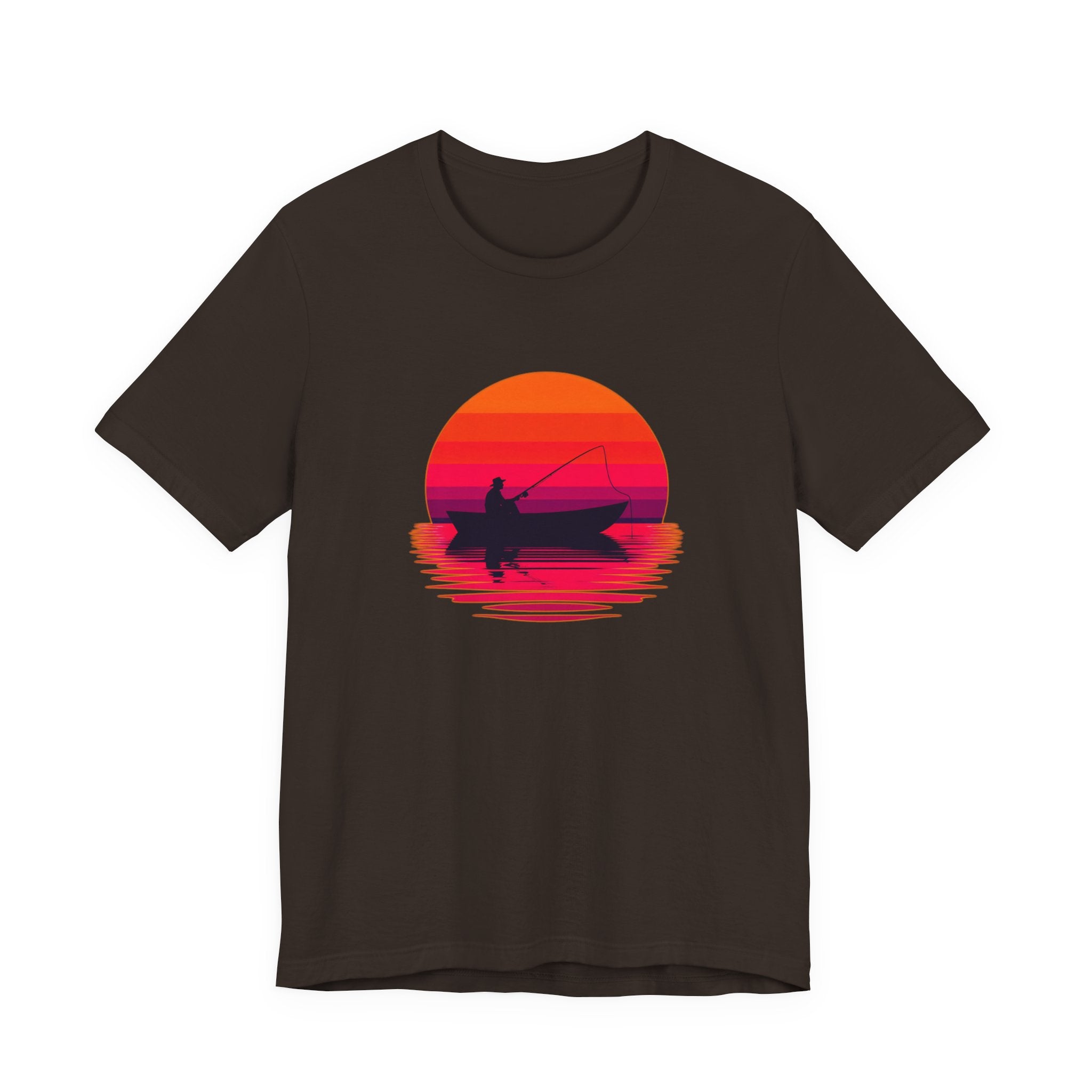 Fishing Sunset T‑Shirt — Retro Sunset Fisherman Boat Tee