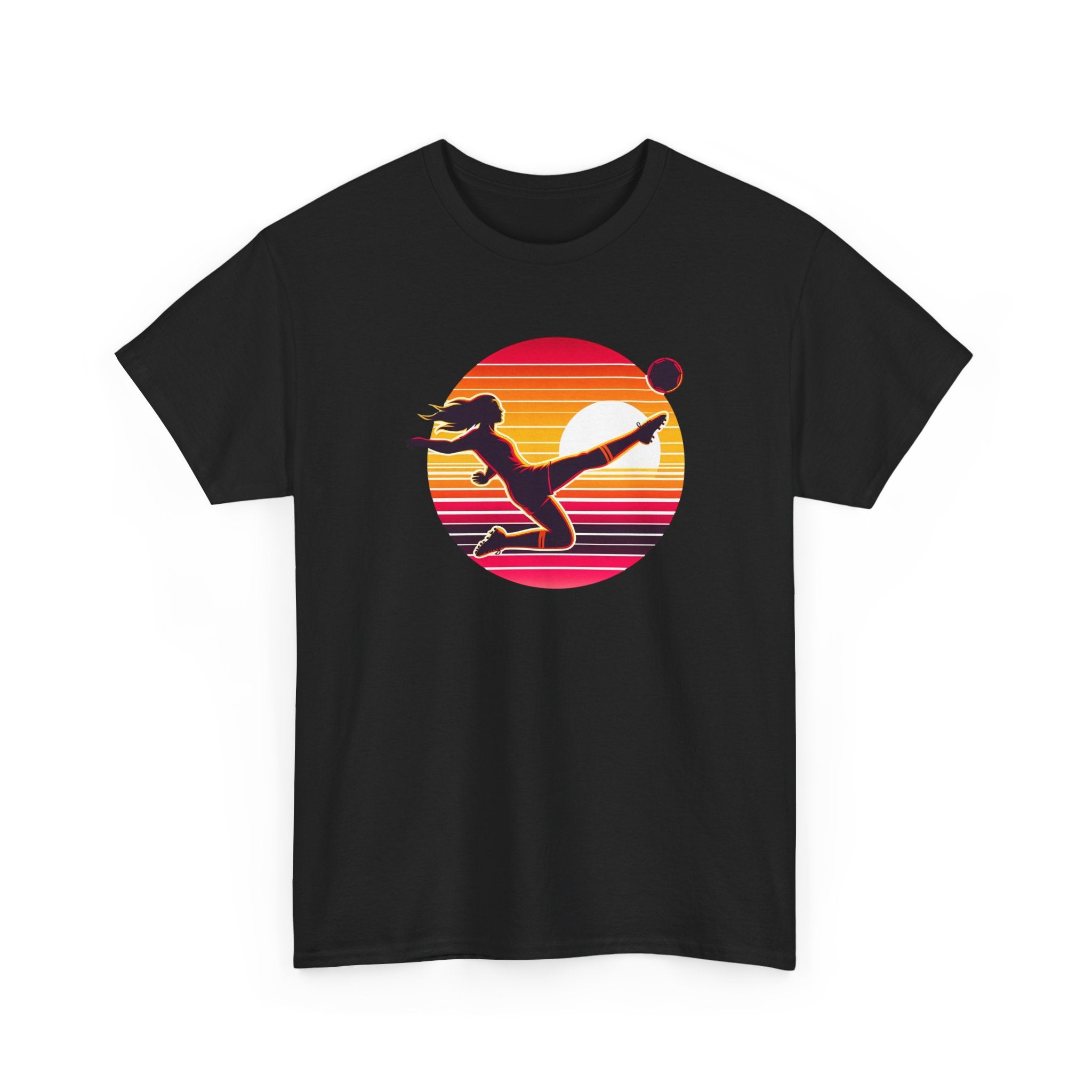 Football Soccer Silhouette Tee — Retro Sunset Football T-Shirt