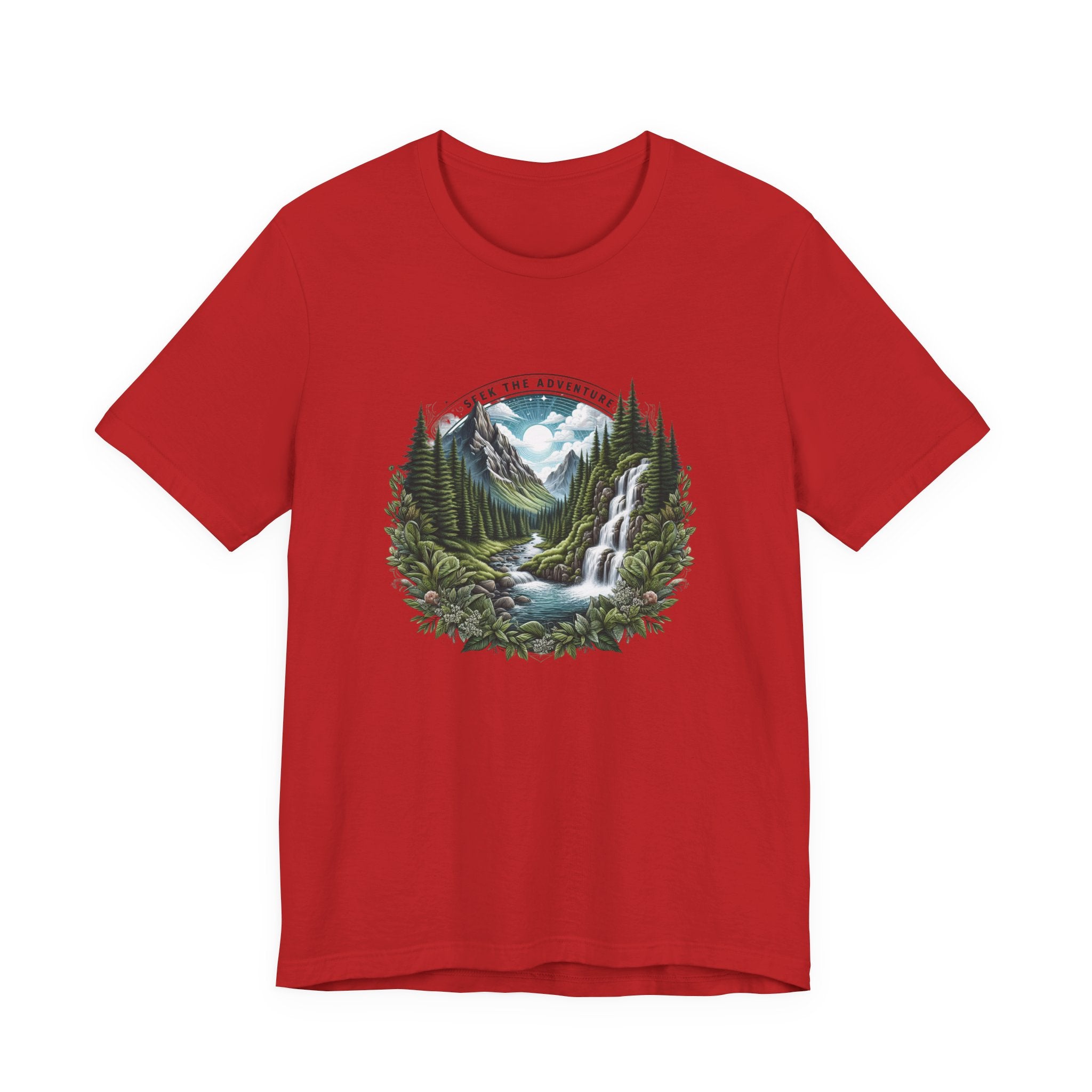 Nature Adventure T-Shirt — Mountain Waterfall Forest Graphic Tee