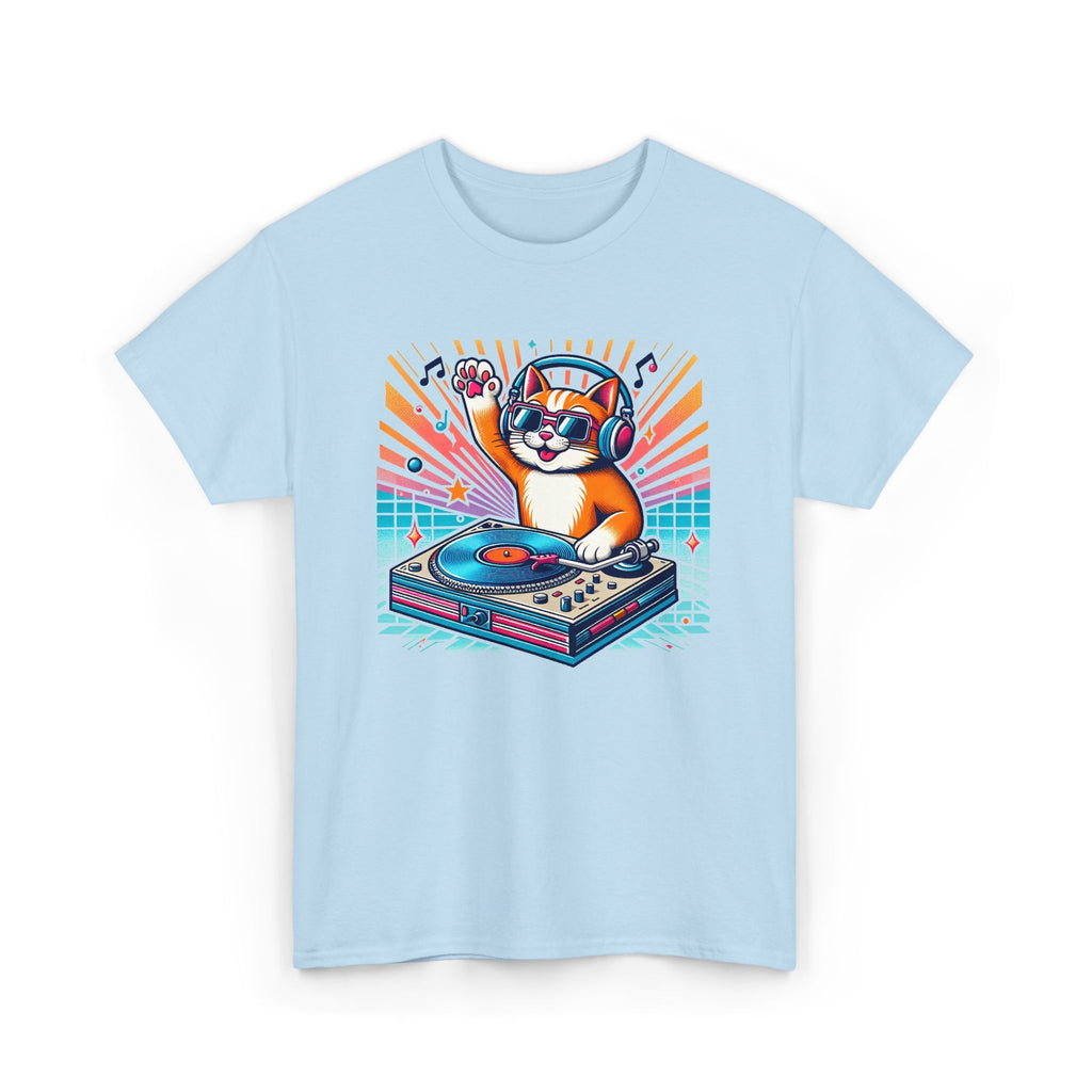 DJ Cat Turntable T-Shirt — Retro Music Cat Graphic Tee