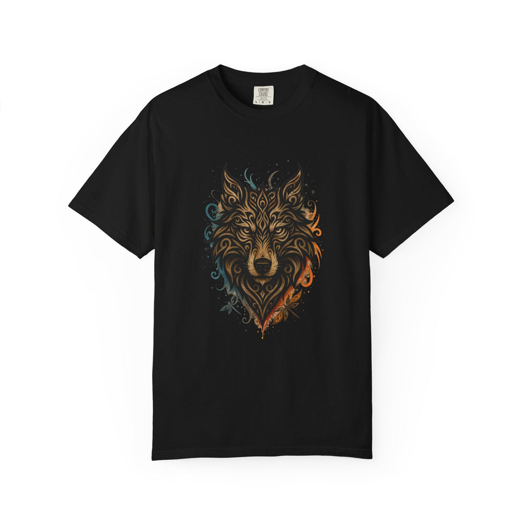 Wolf Head Graphic T-Shirt — Intricate Tribal Wolf Art Tee