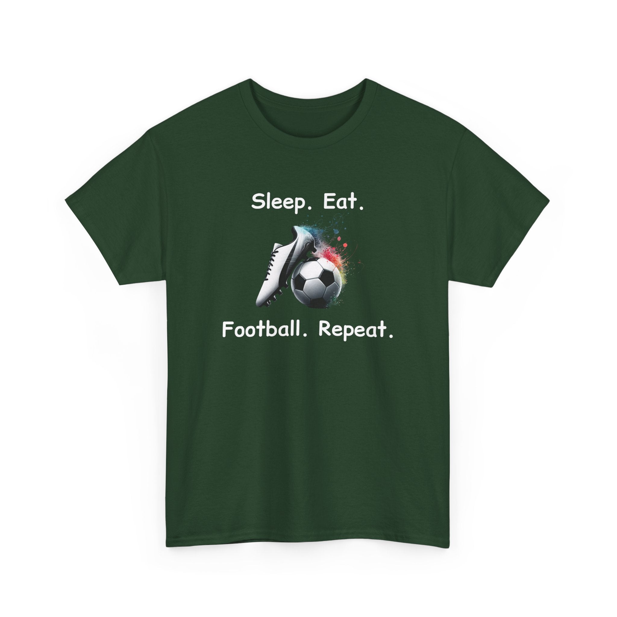 Football Soccer T-Shirt — "Sleep. Eat. Football. Repeat." Youth & Adult Crew Tee