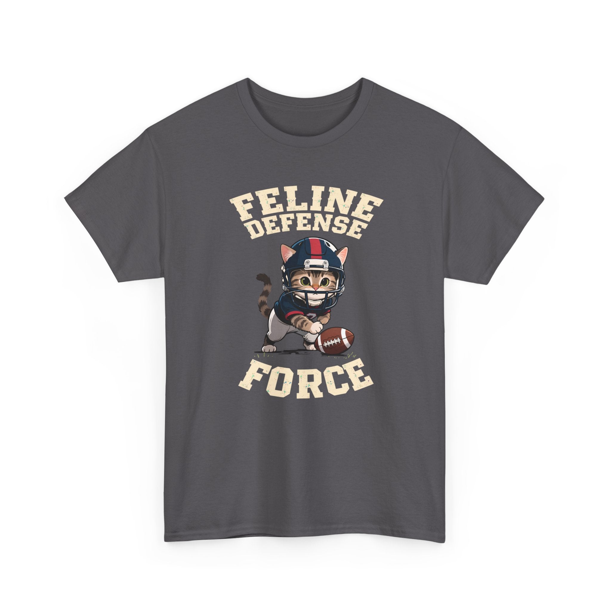 Feline Defense Force T-Shirt — Cute Football Cat Tee for Cat Lovers & Sports Fans