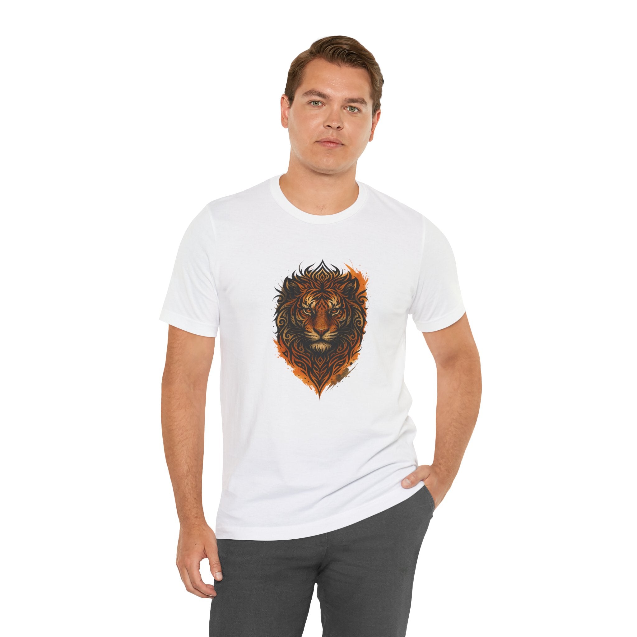 Tiger Flame Graphic T-Shirt — Tribal Tiger Head Design