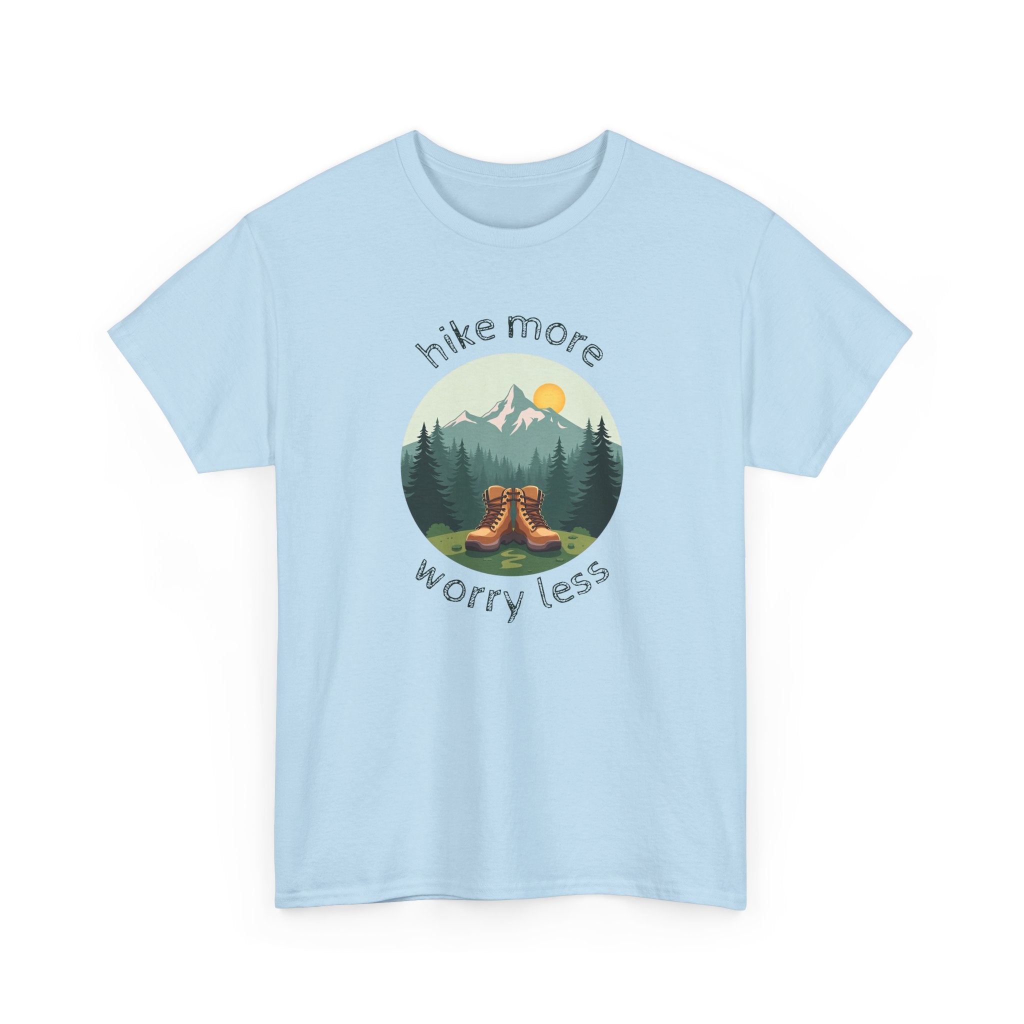 Hike More Worry Less T-Shirt — Nature Hiking Graphic Tee