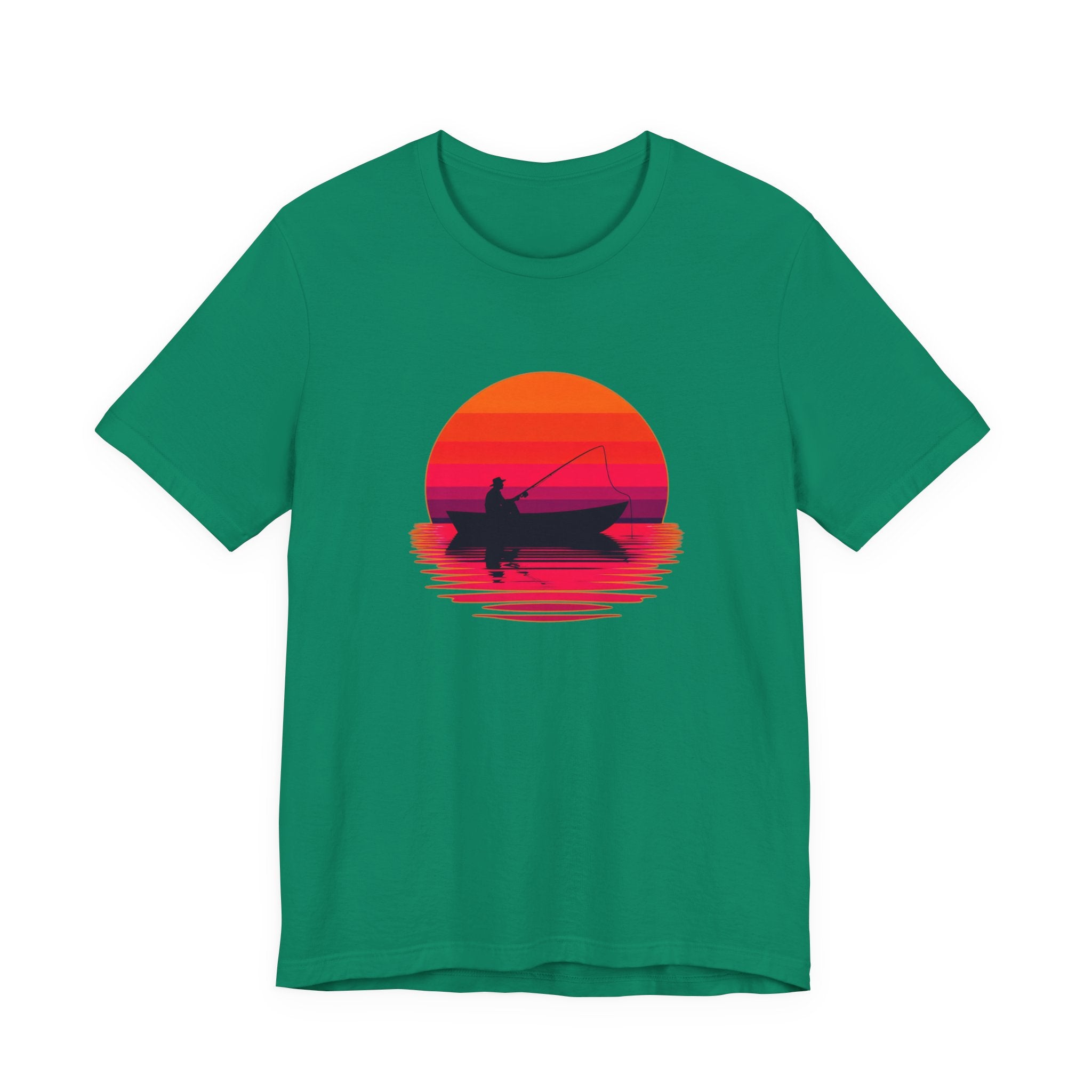 Fishing Sunset T‑Shirt — Retro Sunset Fisherman Boat Tee