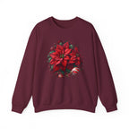 Poinsettia Wreath Crewneck Sweatshirt — Holiday Floral Christmas Sweater