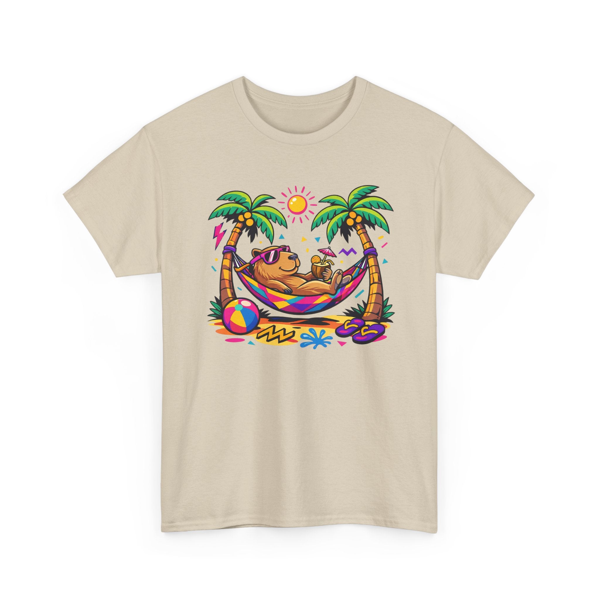 Beach Capybara Hammock T‑Shirt — Tropical Summer Vibes Graphic Tee