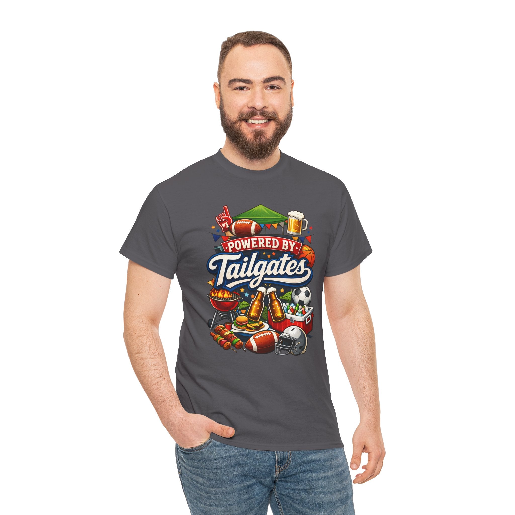 Powered By Tailgates T‑Shirt - Graphic Tee For Sports Fans