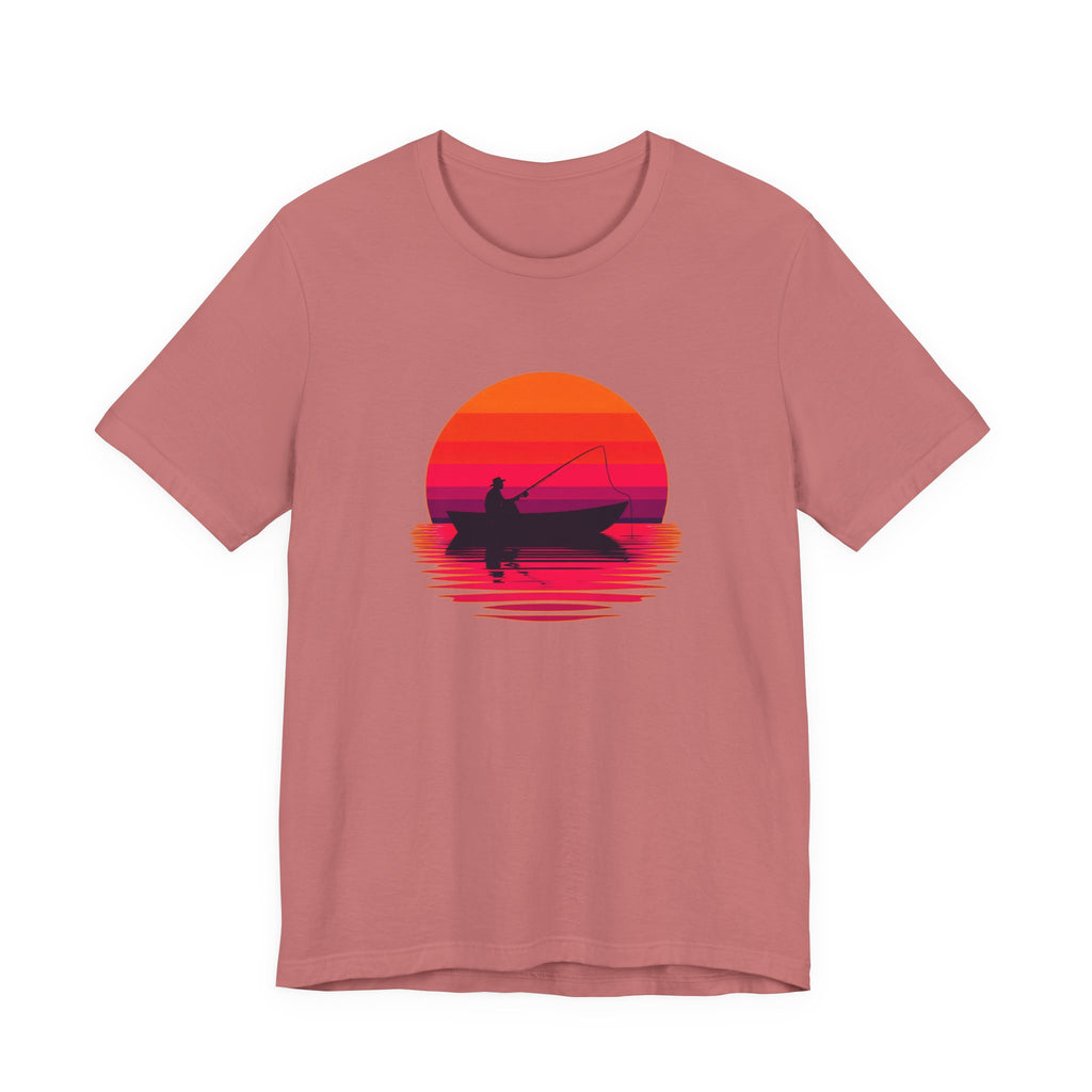 Fishing Sunset T‑Shirt — Retro Sunset Fisherman Boat Tee