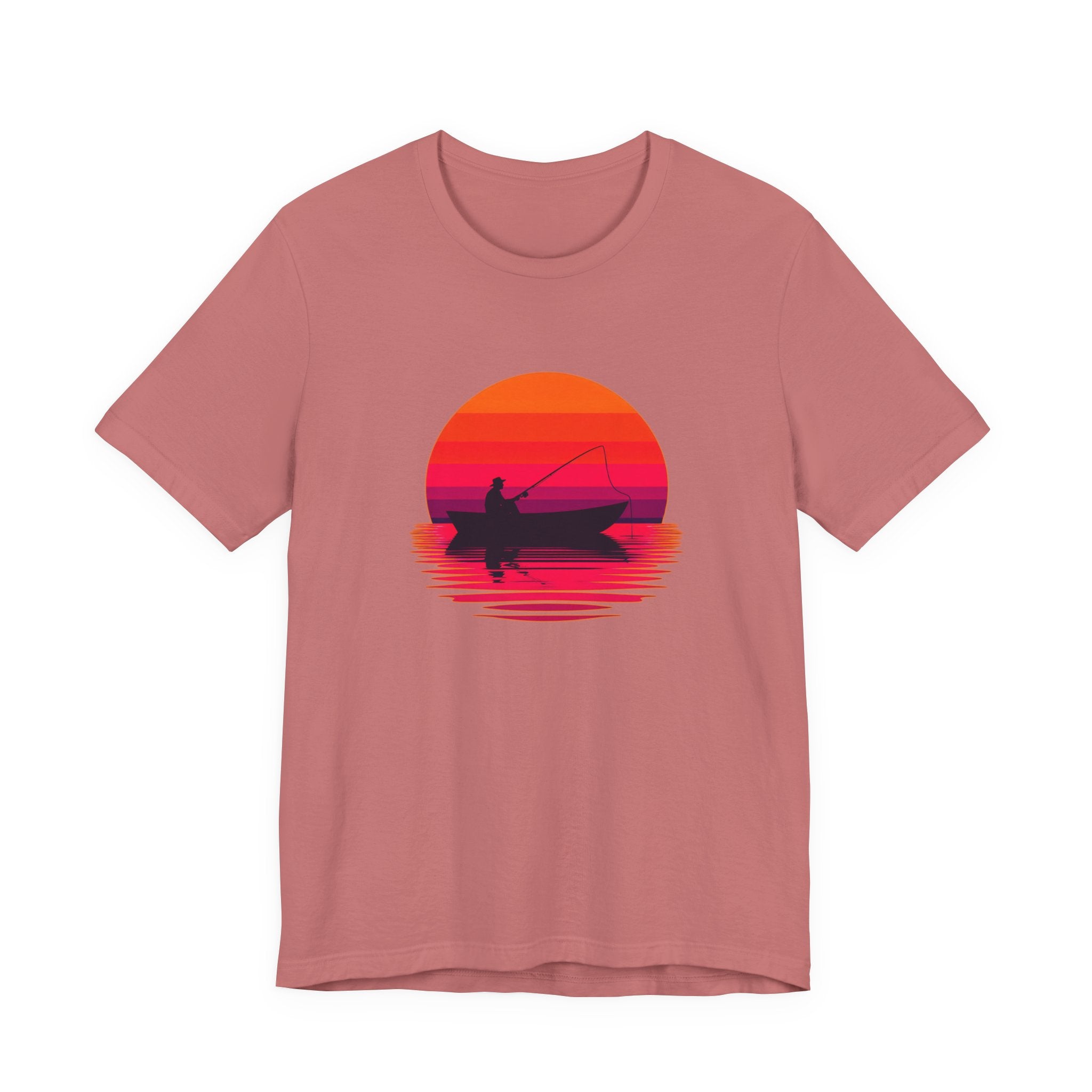 Fishing Sunset T‑Shirt — Retro Sunset Fisherman Boat Tee