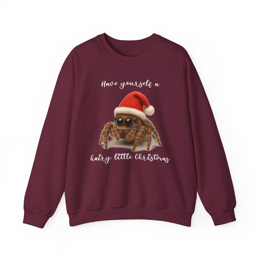 Cute Jumping Spider Christmas Sweatshirt – "Have yourself a hairy little Christmas"