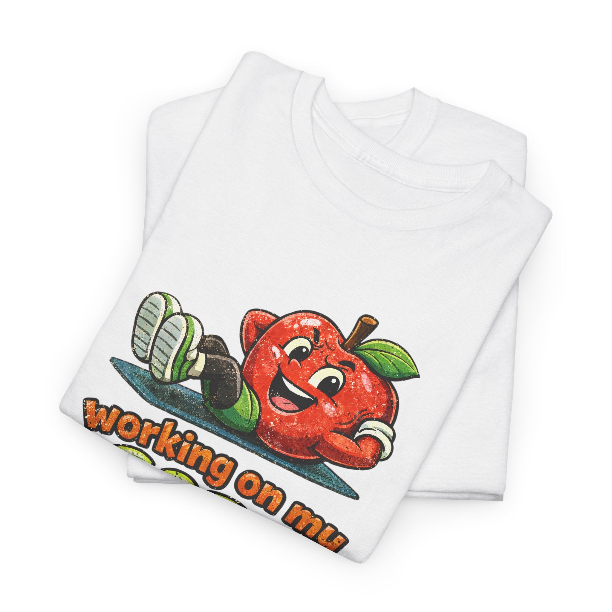 Working on My Core Funny Exercise T-Shirt —  Retro Apple Fitness Tee