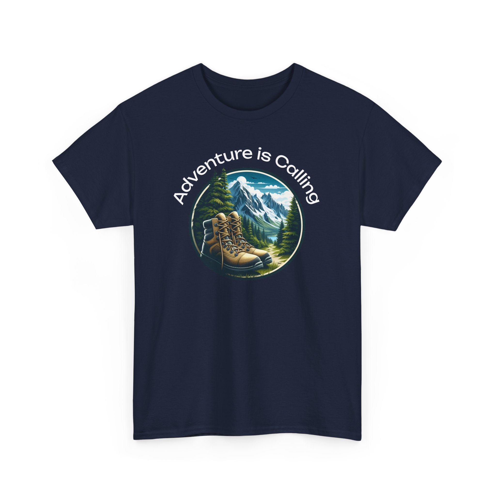 Adventure Is Calling Hiking T‑Shirt — Mountain Boots Outdoor Tee