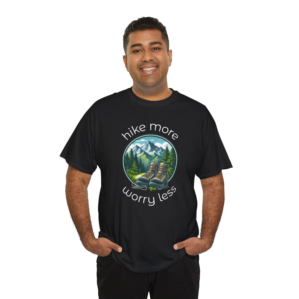 Hike More Worry Less T-Shirt — Nature Hiking Graphic Tee