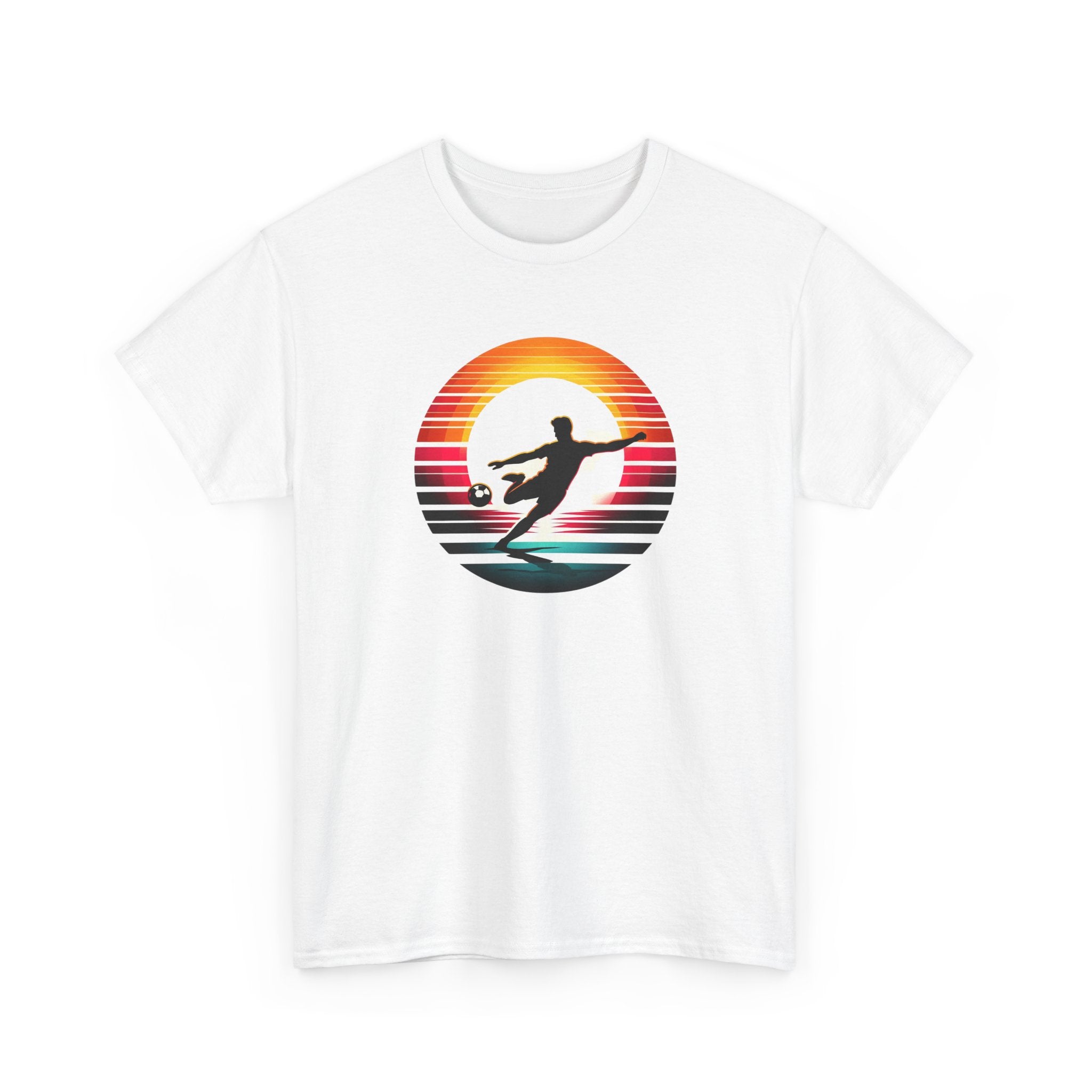 Football Soccer Silhouette Tee — Retro Sunset Soccer T-Shirt