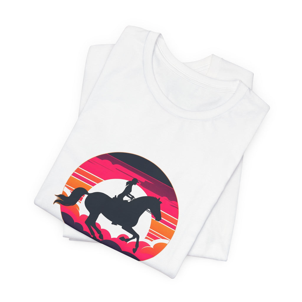 Woman Horse Riding Retro Sunset Tee