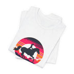 Woman Horse Riding Retro Sunset Tee