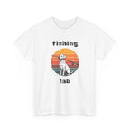 Fishing Lab T-Shirt — Retro Sunset Labrador Fishing Tee for Dog Lovers