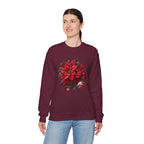 Poinsettia Wreath Crewneck Sweatshirt — Holiday Floral Christmas Sweater