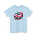 Chaos Ahead Graphic Tee — Warning! Colorful Explosion Design