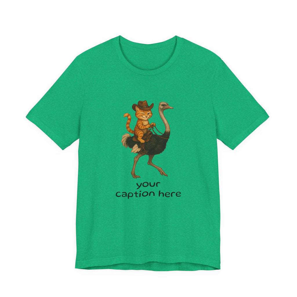 Cat Cowboy Riding Ostrich T-Shirt – Whimsical Western Animal Tee