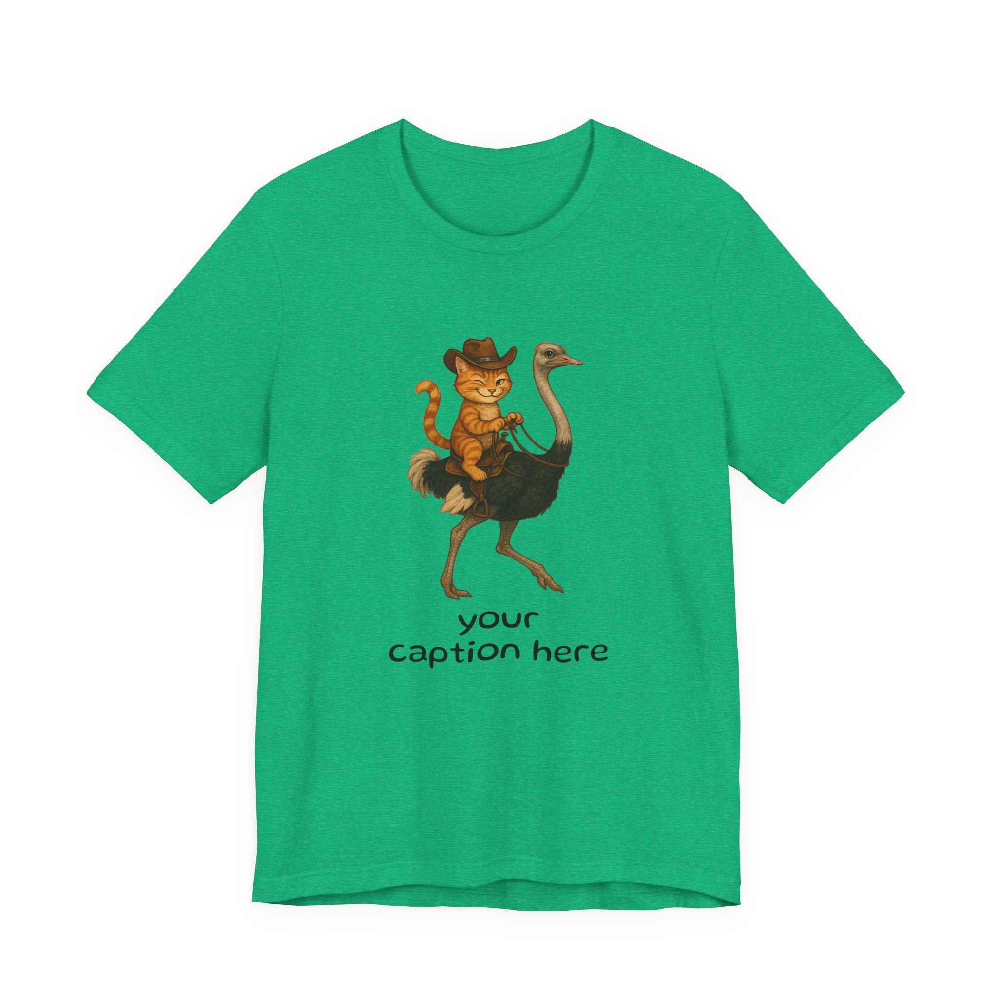 Cat Cowboy Riding Ostrich T-Shirt – Whimsical Western Animal Tee