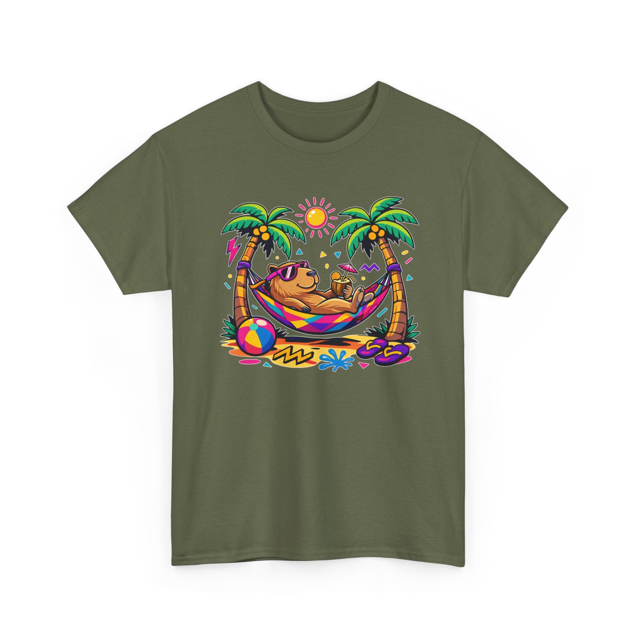 Beach Capybara Hammock T‑Shirt — Tropical Summer Vibes Graphic Tee