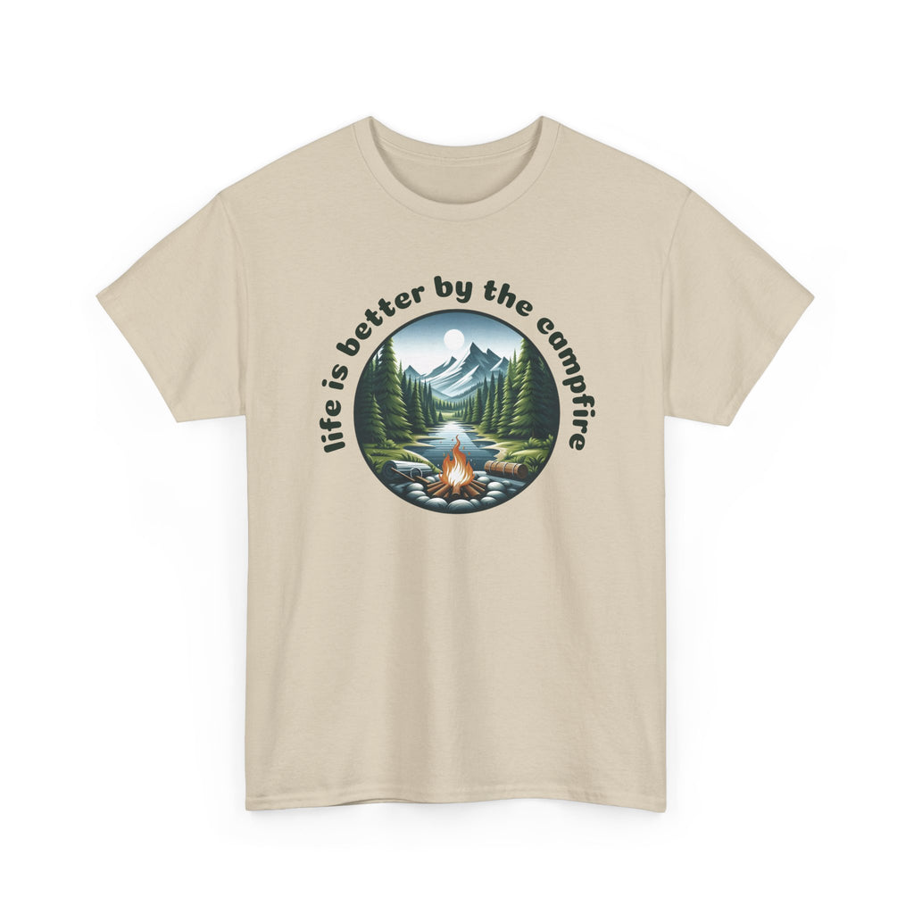 Campfire T-Shirt — "Life Is Better by the Campfire" Scenic Outdoor Tee