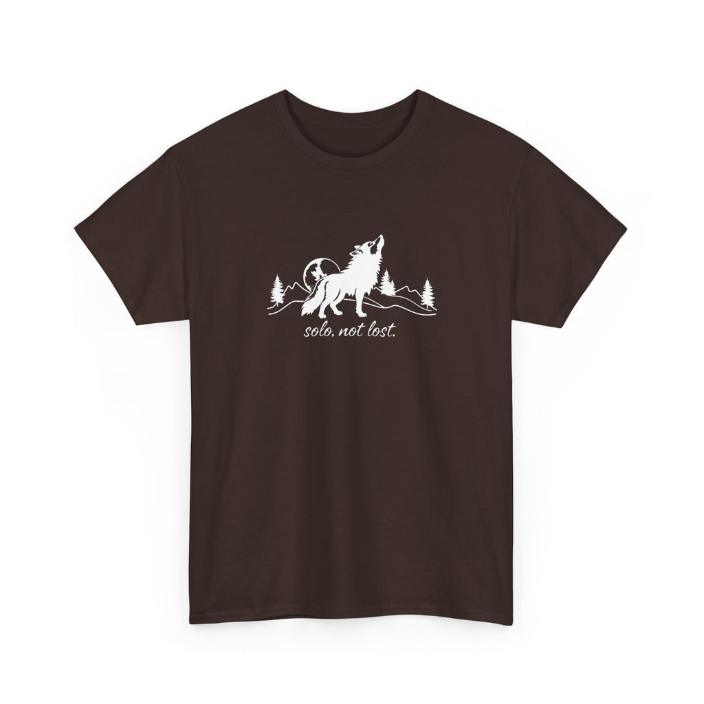 Howling Wolf T-Shirt — 'Solo, Not Lost' Mountain Graphic Tee