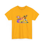 Baseball Batter Rainbow Blast Tee — 'Boom!' Graphic Sports T-Shirt