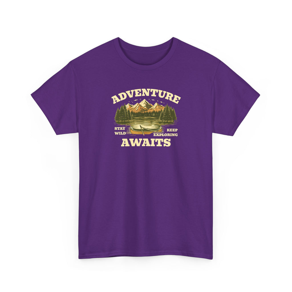 Adventure Awaits T-Shirt — Vintage Mountain Canoe Graphic Tee