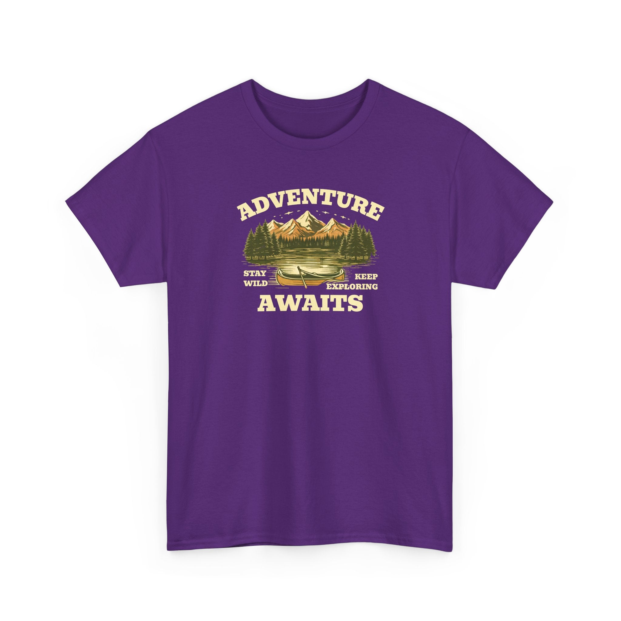 Adventure Awaits T-Shirt — Vintage Mountain Canoe Graphic Tee