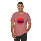 Fishing Sunset T‑Shirt — Retro Sunset Fisherman Boat Tee