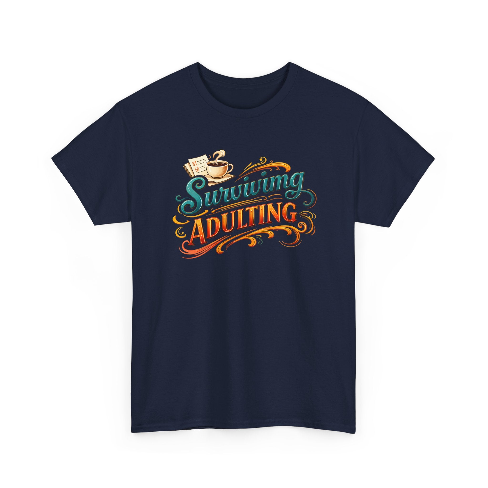 Surviving Adulting T-Shirt — Funny Retro Coffee Graphic Tee for Adults